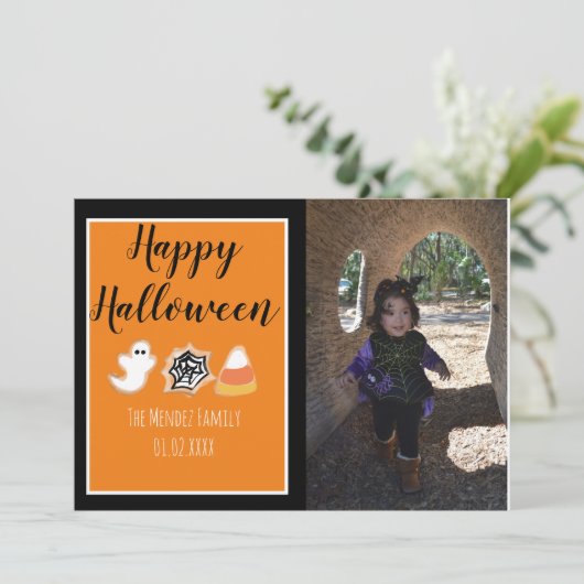 Carte de photo de biscuits cuits modernes Hallowee (Debout devant)