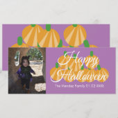 Carte de photo de citrouille orange Halloween (Devant / Derrière)