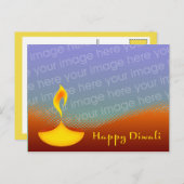 carte de photo de diya de diwali heureux (Devant / Derrière)