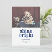 Carte de photo de Hanukka Blue Shine Bright (Debout devant)