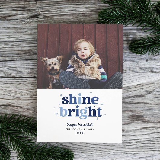 Carte de photo de Hanukka Blue Shine Bright