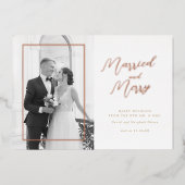Carte de photo de mariage de vacances en feuille m (Recto)