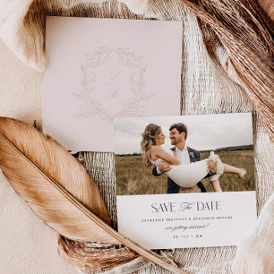Carte de photo de mariage Jacquard Crest Save the 