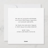 Carte de photo de mariage joyeux et mariés à la ma (Dos)