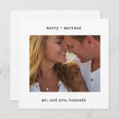 Carte de photo de mariage joyeux et minimaliste à  (Devant / Derrière)