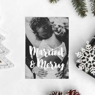 Carte de photo de mariage Mariés et Joyeux