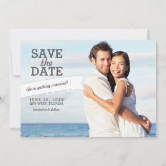 Carte de photo de mariage moderne avec bannière "S