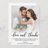 Carte de photo de mariage noir script Love and Tha (Devant / Derrière)