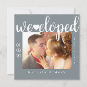 Carte de photo de mariage simple typographie cœurs (Devant)