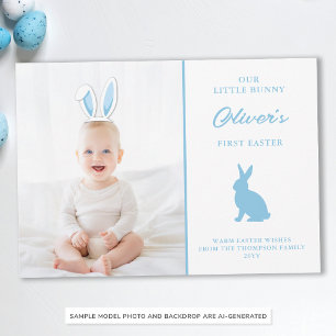 Carte de photo de Pâques de bébé avec oreilles de
