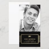 Carte de photo de remise de diplôme à capuchon dor (Devant / Derrière)