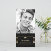 Carte de photo de remise de diplôme à capuchon dor (Debout devant)