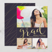 Carte de photo de remise de diplôme à teinte graci (Devant / Derrière)