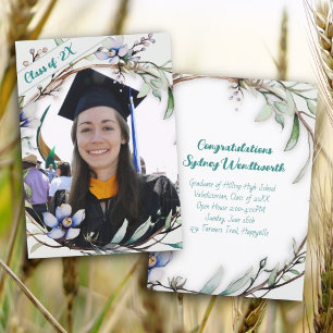 Carte de photo de remise de diplôme de fille Couro