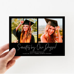 Carte de photo de remise de diplôme noire 'Plus in