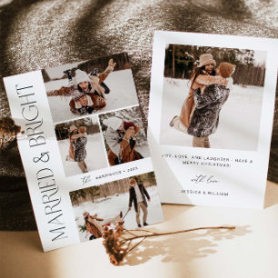 Carte de photo de vacances élégante mariée et lumi