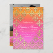 Carte de photo d'invitation indienne Damask Rose O (Devant / Derrière)