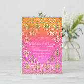 Carte de photo d'invitation indienne Damask Rose O (Debout devant)