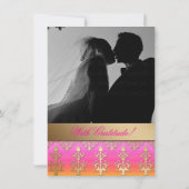 Carte de photo d'invitation indienne Damask Rose O (Dos)