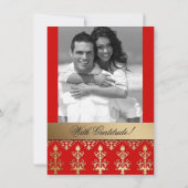 Carte de photo d'invitation indienne Damask rouge  (Dos)