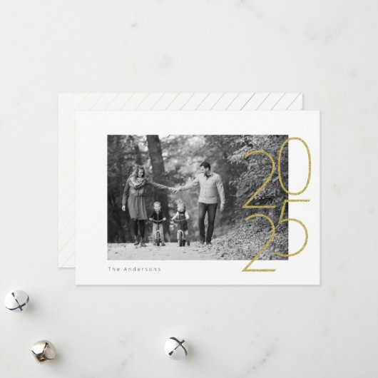 Carte de photo festive Pailleté 2025 (Devant/Arrière en situation)