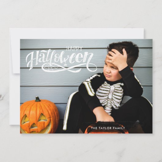 Carte de photo Halloween | Écriture effrayante (Devant)