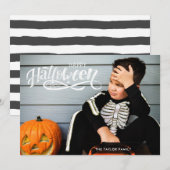 Carte de photo Halloween | Écriture effrayante (Devant / Derrière)
