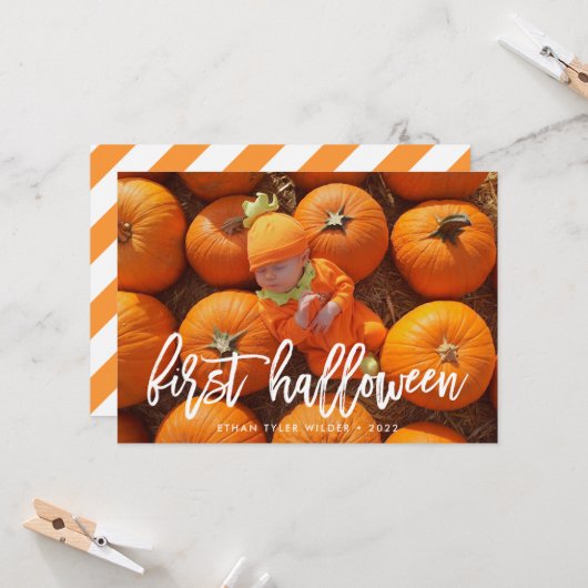 Carte de photo Halloween pour bébé (Devant/Arrière en situation)
