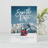 carte de photo pour annoncer la date, écriture au (Debout devant)