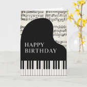 Carte de piano mélodie d'anniversaire (Fleur jaune)
