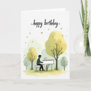 Carte de piano pour un anniversaire paisible