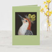 Carte de pic à ventre rouge (Fleur jaune)