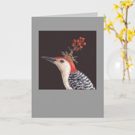 carte de pic à ventre rouge (Fleur jaune)