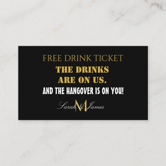 Carte de pièce-justificative pour Mariage Black & (Devant)