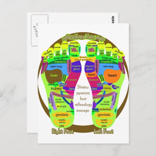 carte de pied de réflexologie (Devant / Derrière)