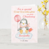 Carte de pingouin de grand-fille Christening migno (Fleur jaune)