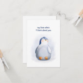 Carte de pingouin pour bébé sucré de Saint Valenti (Devant/Arrière en situation)