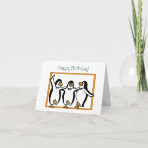 Carte de pingouins de joyeux anniversaire