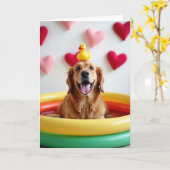 Carte de piscine Golden Retriever joyeuse (Fleur jaune)