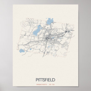 Carte de Pittsfield Massachusetts Poster