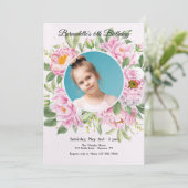 Carte de pivoines avec photo / Invitation (Debout devant)