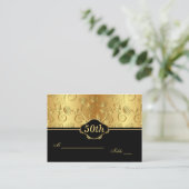 Carte de place 50e réception couleur or floral (Debout devant)