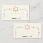 Carte de place Bat mitzvah Rose Star de David dama (Devant / Derrière)