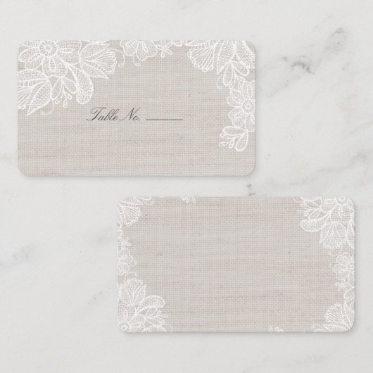 Carte de place Burlap and Lace Table (Devant / Derrière)