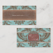 Carte de place damassé bleu élégant (Devant / Derrière)