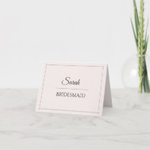 Carte de Place de Demoiselle d'Honneur | Mariage É
