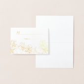 Carte de place de fleurs de feuille d'or | carte e (Affichage)
