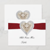 Carte de place de la table en dentelle rouge Unico (Devant / Derrière)