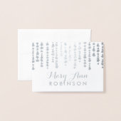 Carte De Place De Siège Invité Argent "Under The S (Devant avec enveloppe)