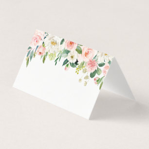 Carte de place de table à fleurs blanches